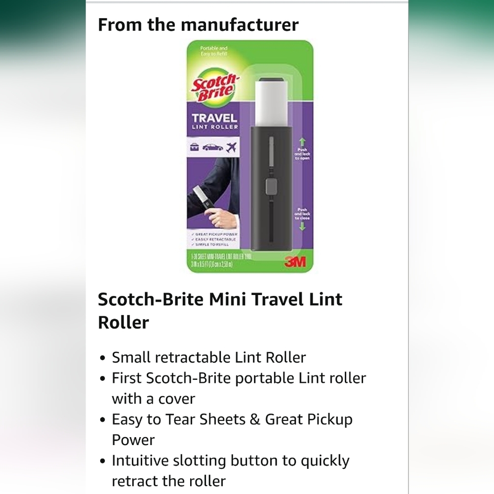 Scotch Brite Mini Travel Lint Roller & Bonus